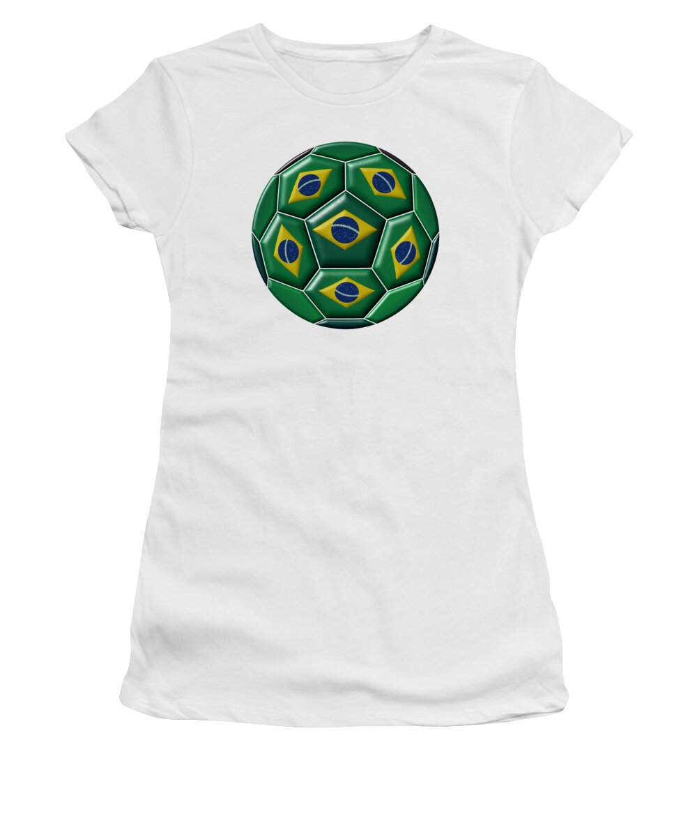 Brazil Women's T-Shirt featuring the photograph Ball with Brazilian flag by Michal Boubin