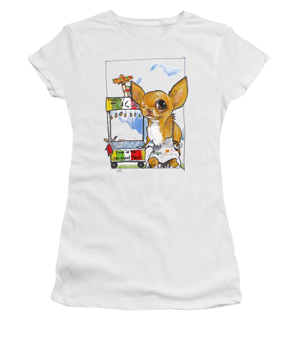 Taco Stand Women's T-Shirt featuring the drawing Bandito's Tacos by Canine Caricatures By John LaFree
