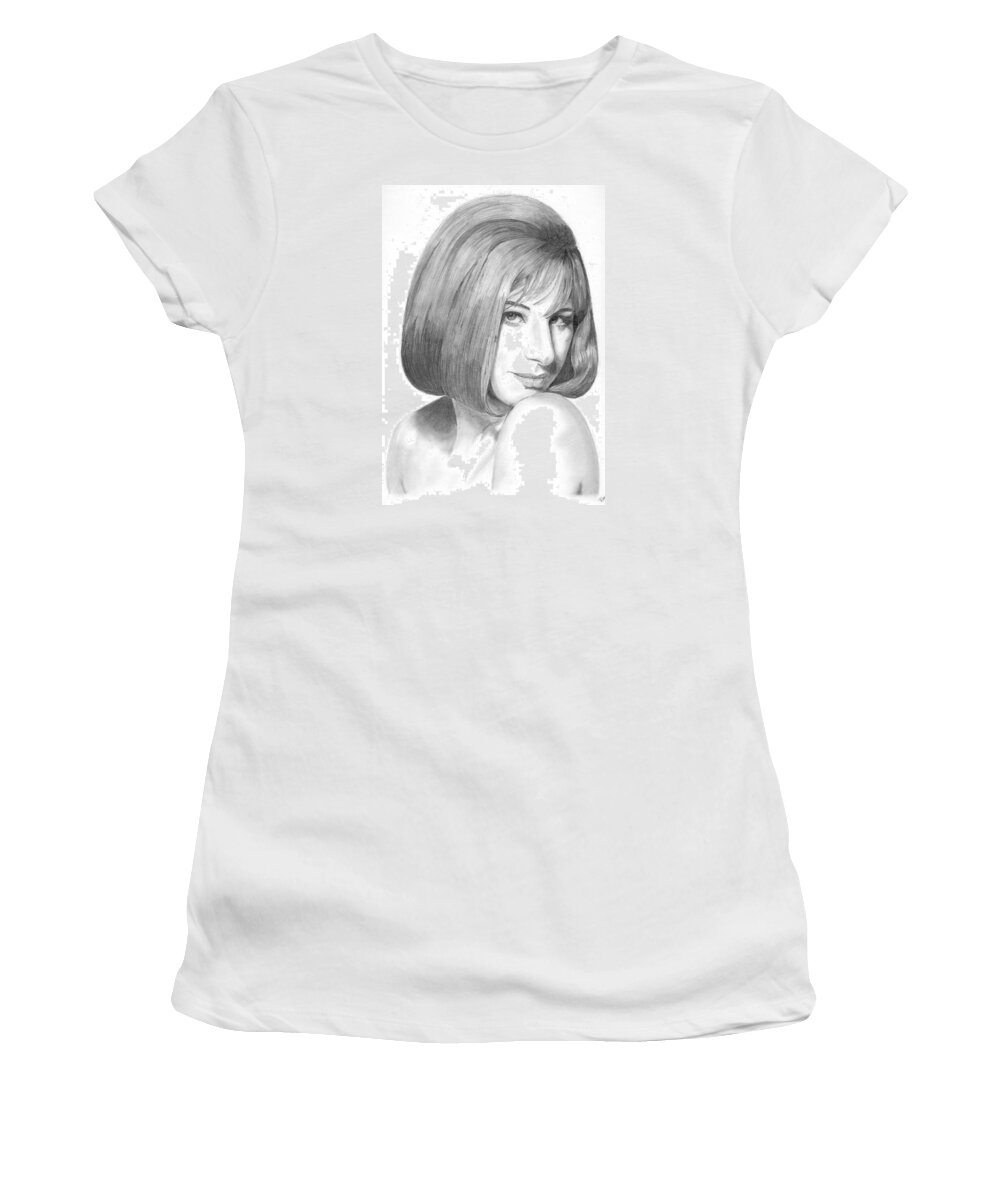 Singer Women's T-Shirt featuring the drawing Barbra Streisand by Rob De Vries