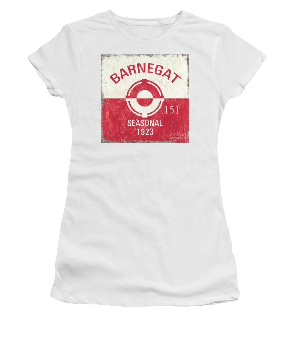Beach Women's T-Shirt featuring the painting Barnegat Beach Badge by Debbie DeWitt