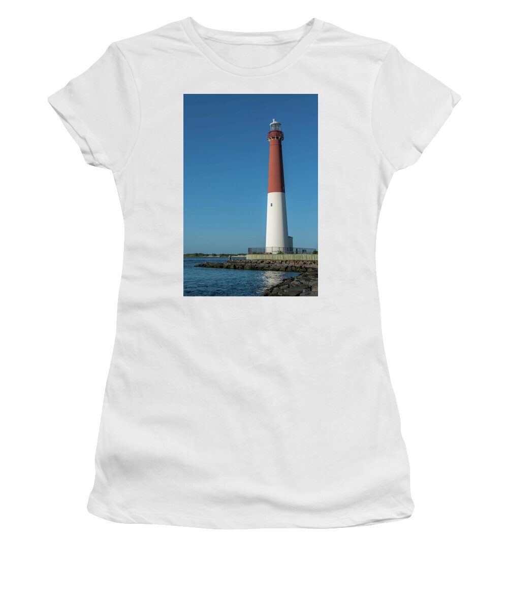 Terry Deluco Women's T-Shirt featuring the photograph Barnegat Lighthouse and Inlet New Jersey by Terry DeLuco