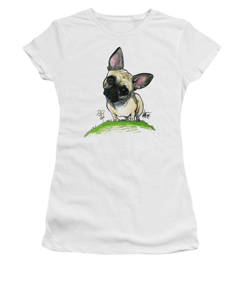 French Bulldog Women's T-Shirt featuring the drawing Basher 3880 by Canine Caricatures By John LaFree