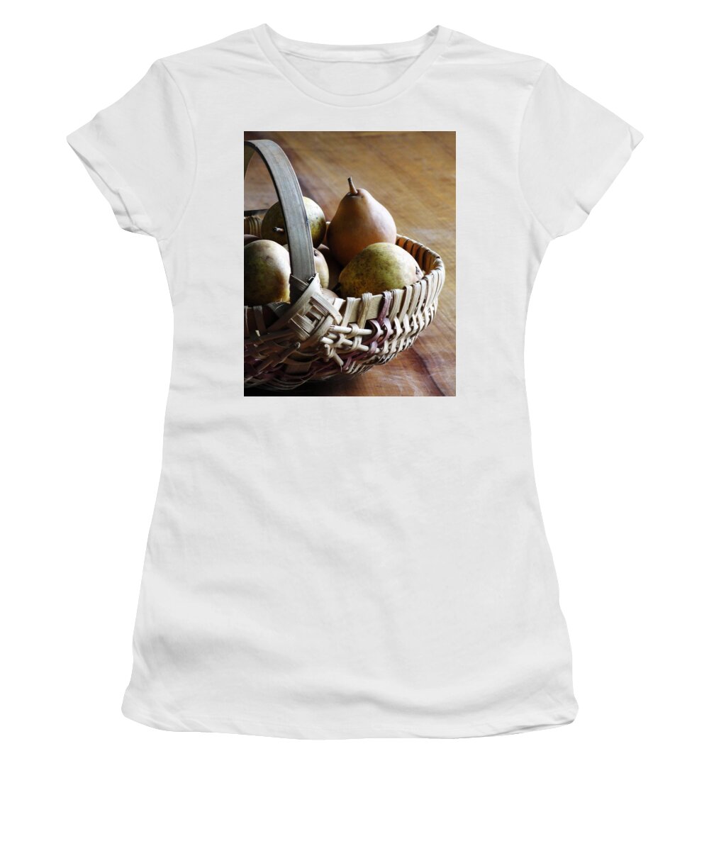 Handmade Basket Women's T-Shirt featuring the digital art Basket and Pears by Jana Russon