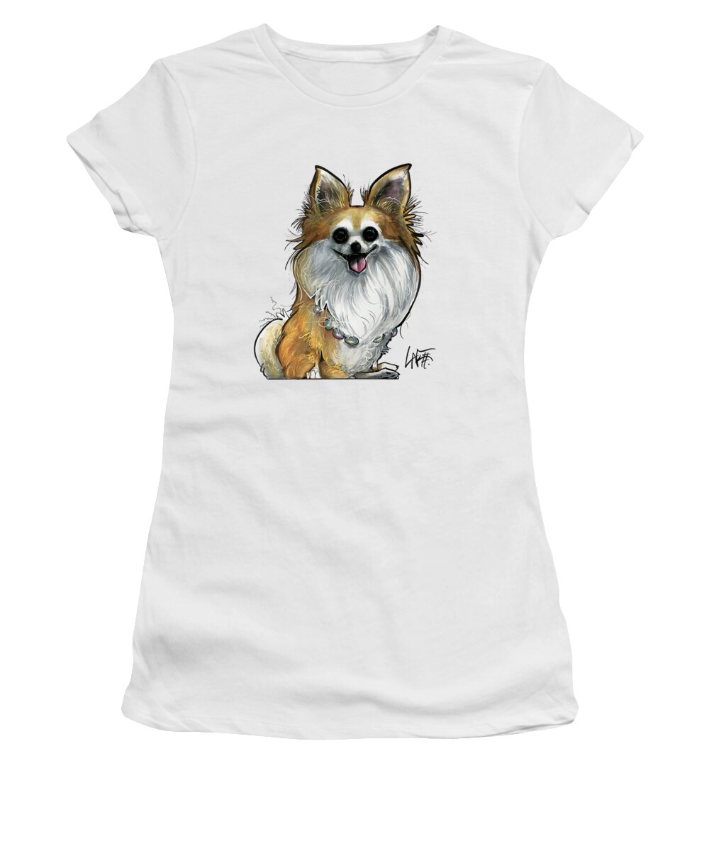 Papillon Women's T-Shirt featuring the drawing Batassa 19-1024 by Canine Caricatures By John LaFree