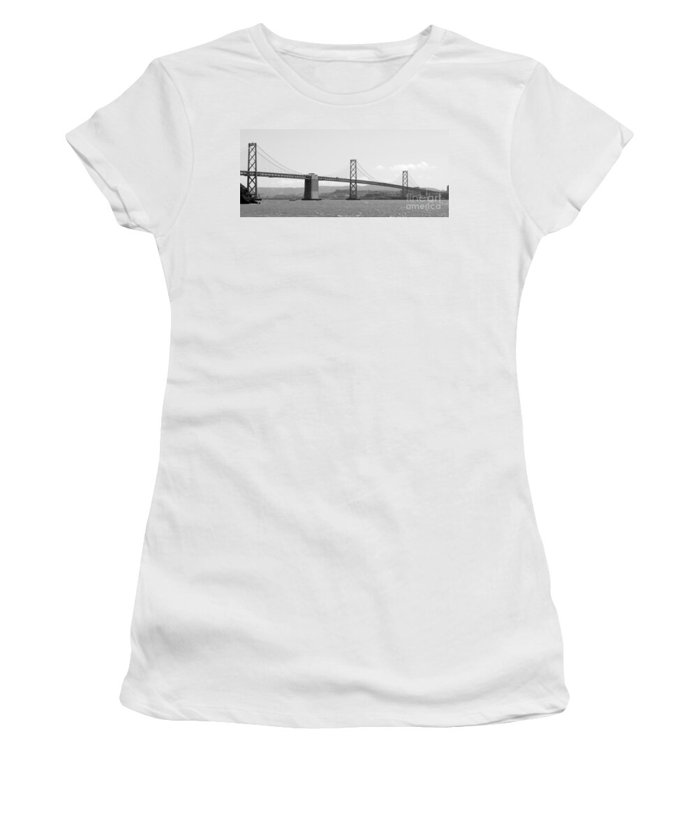 San Francisco Women's T-Shirt featuring the photograph Bay Bridge in Black and White by Carol Groenen
