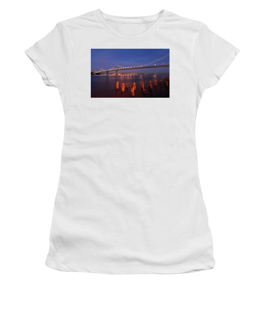 Bay Bridge Women's T-Shirt featuring the photograph Bay Bridge by Jackie Russo