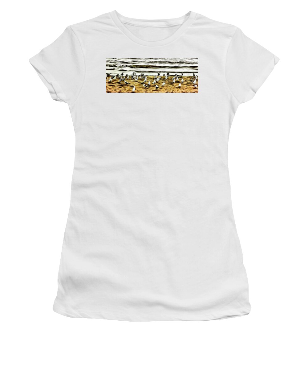 Beach Women's T-Shirt featuring the digital art Beach Party by Leslie Montgomery