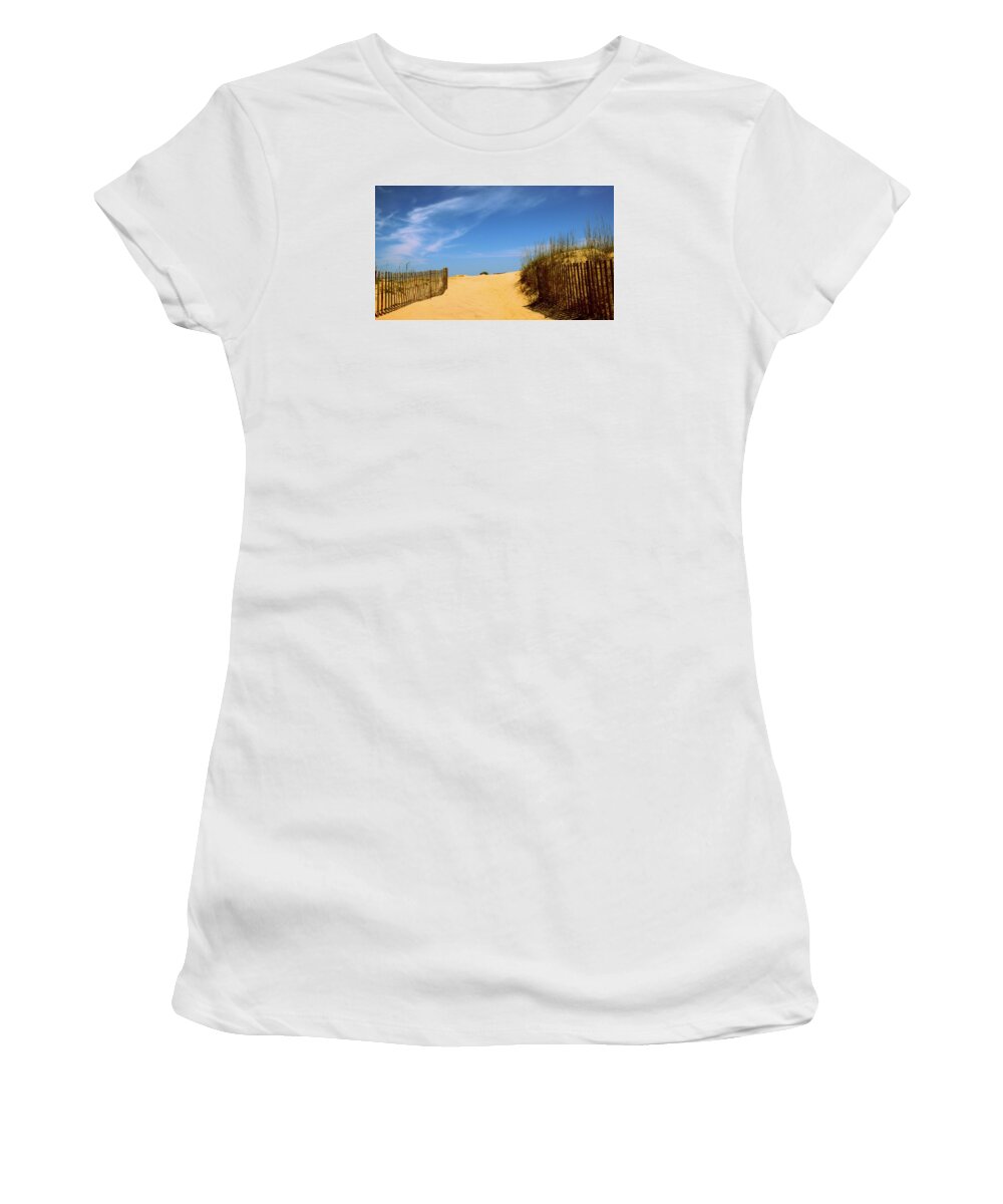 Beach Women's T-Shirt featuring the photograph Beach Path Virginia Beach XL by Katy Hawk