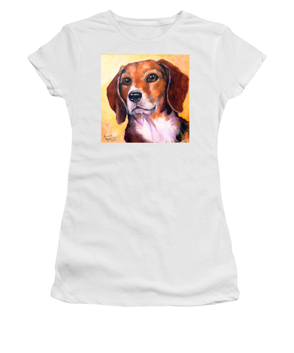 Dog Women's T-Shirt featuring the painting Beagle Billy by Marcia Baldwin