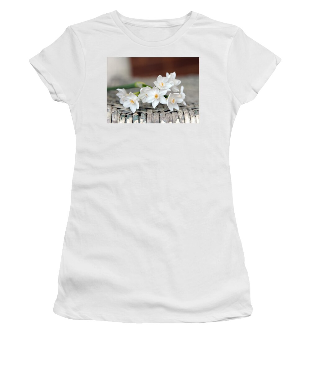 Paperwhite Women's T-Shirt featuring the photograph Beautiful Spring Paperwhites by Carla Parris