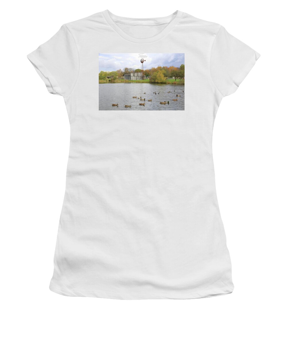 Landscape Women's T-Shirt featuring the digital art Bedford Village by Sharon Batdorf