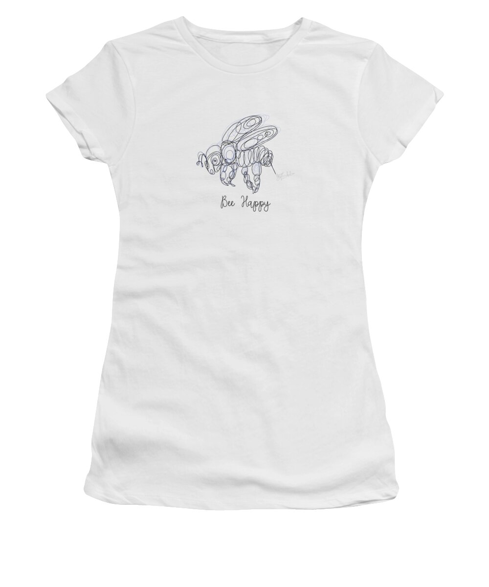 Bee Women's T-Shirt featuring the drawing Bee Happy Sketch by OLena Art