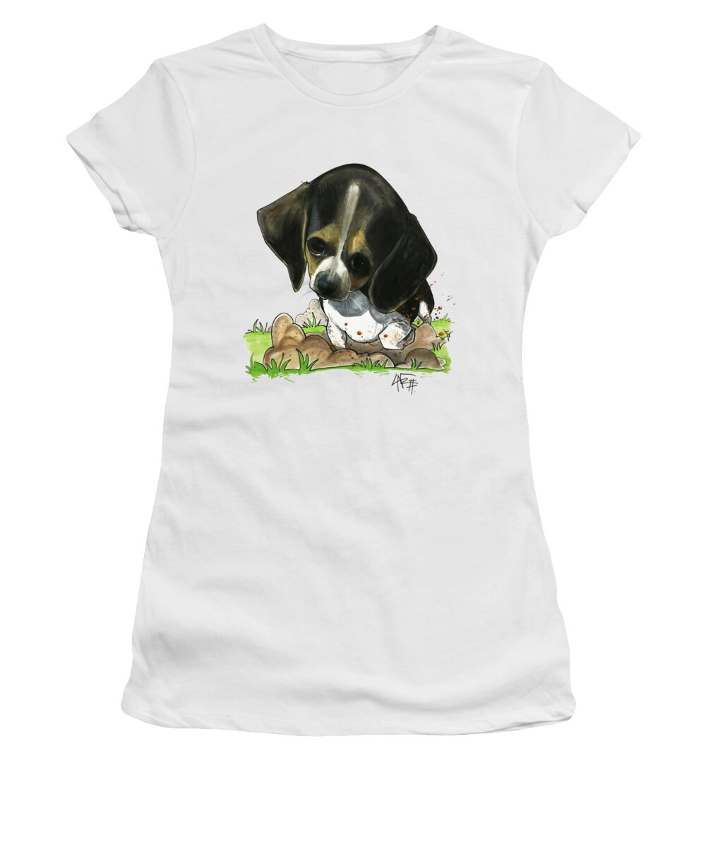 Pet Portrait Women's T-Shirt featuring the drawing Begley 3204 by Canine Caricatures By John LaFree