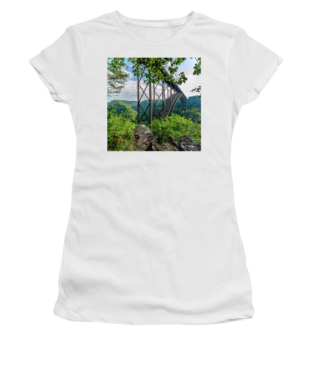 Usa Women's T-Shirt featuring the photograph Beneath New River Gorge Bridge by Thomas R Fletcher