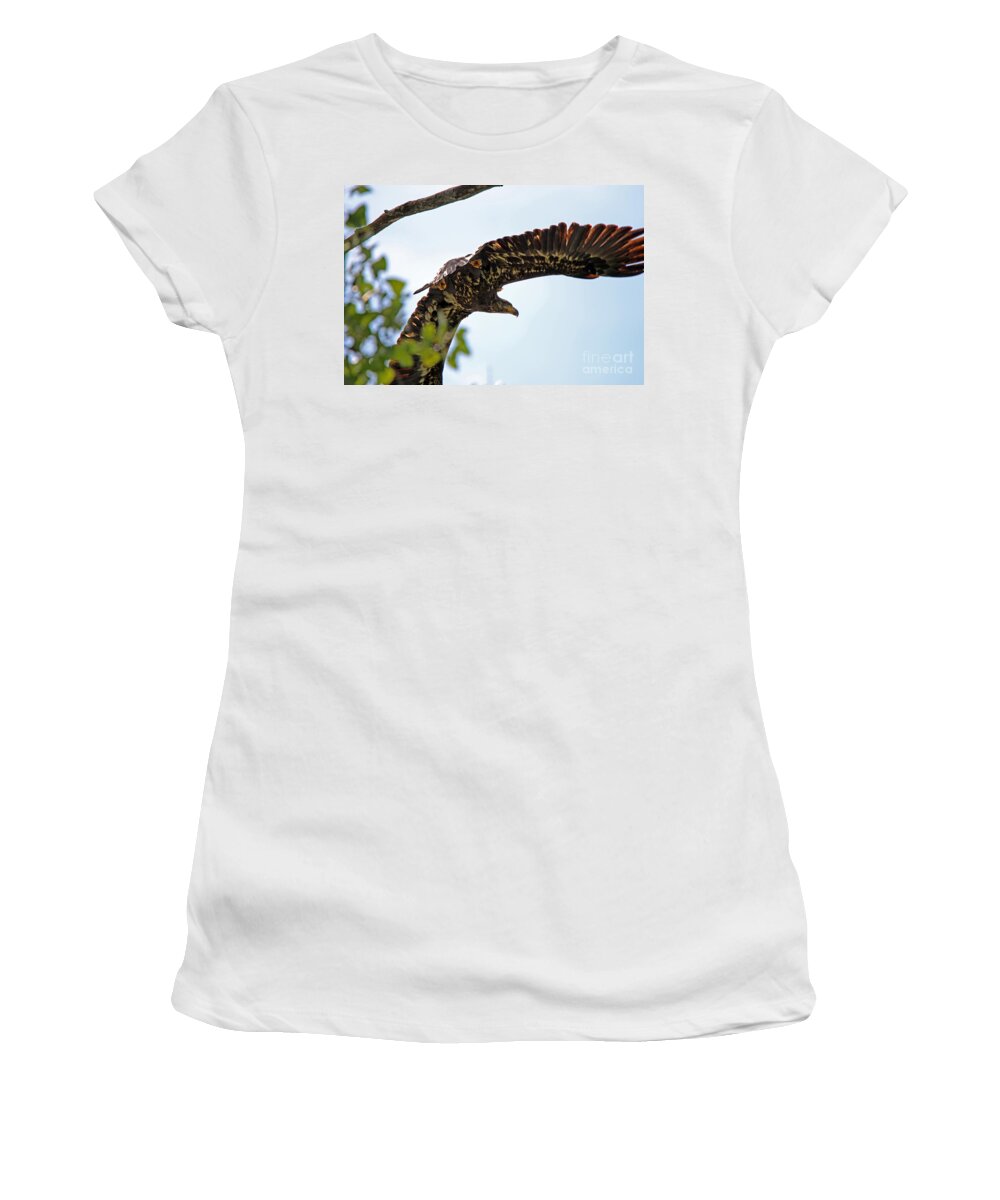 Beneath The Wings Of An Eagle Women's T-Shirt featuring the photograph Beneath the Wings of an Eagle 9038 by Jack Schultz