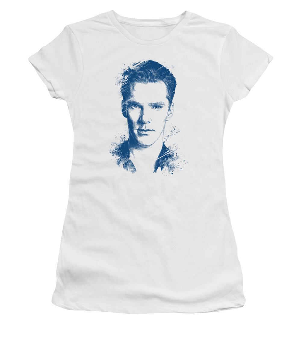 Benedict Drawings Women's T-Shirt featuring the digital art Benedict Cumberbatch Portrait by Chad Lonius