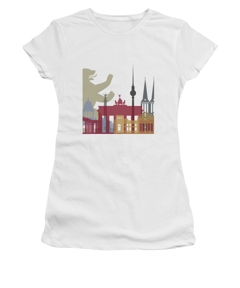 Berlin Women's T-Shirt featuring the painting Berlin skyline poster by Pablo Romero