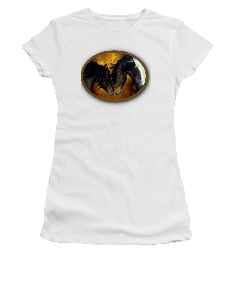 Horses Women's T-Shirt featuring the painting Best Friends by Becky Herrera