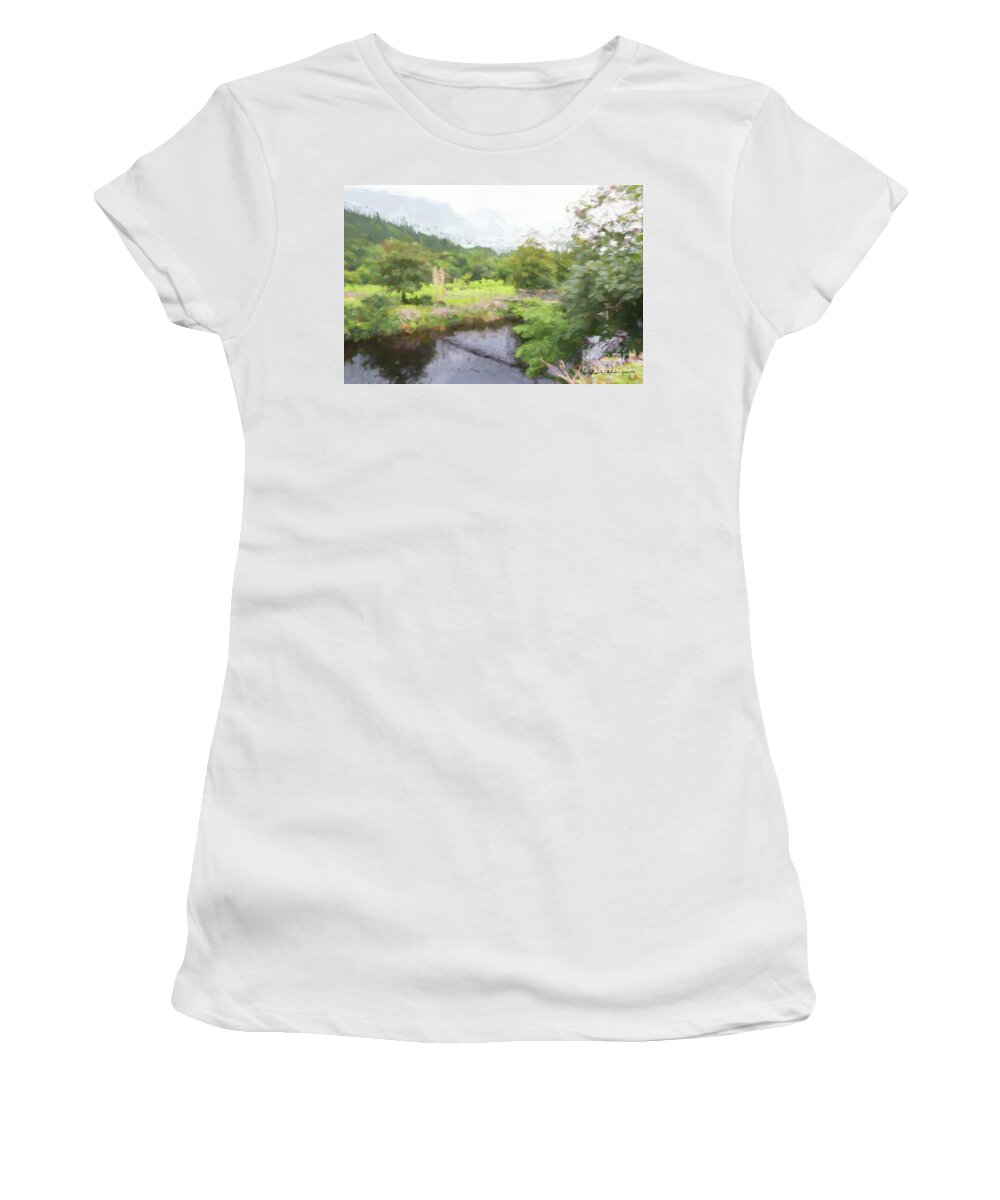 Betws-y-coed Women's T-Shirt featuring the painting Betws-y-Coed by Roger Lighterness