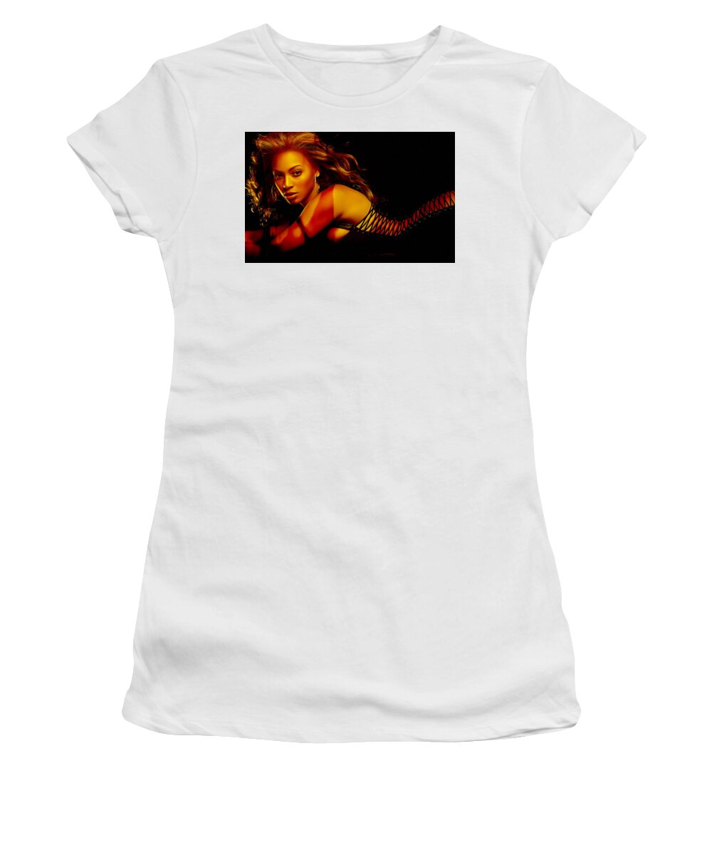 Beyonce Paintings Women's T-Shirt featuring the mixed media Beyonce by Marvin Blaine