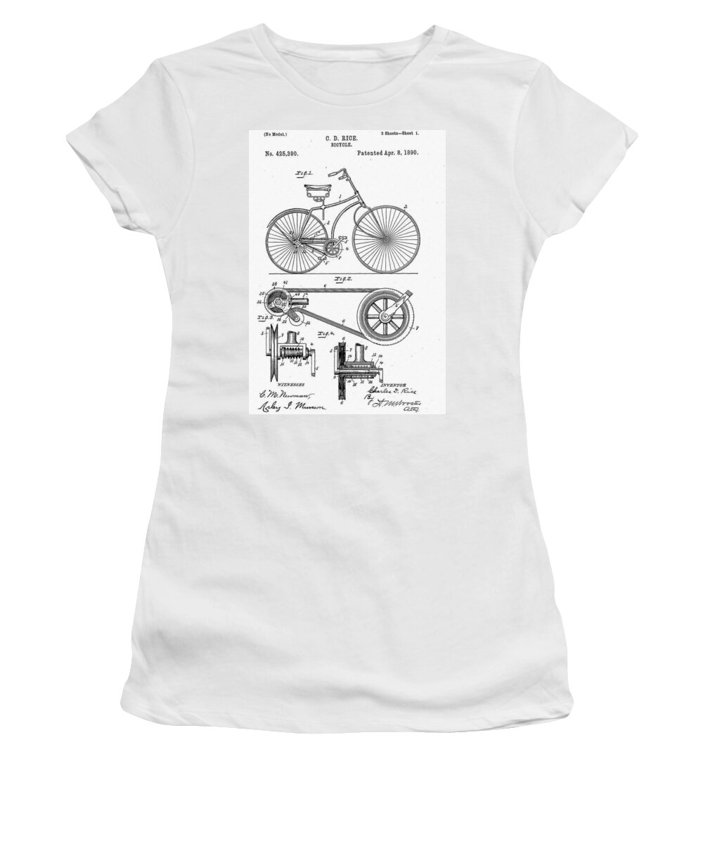 Bicycle Patent 1890 Women's T-Shirt featuring the digital art Bicycle Patent 1890 by Bill Cannon