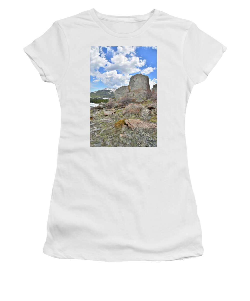 Wyoming Women's T-Shirt featuring the photograph Big Horn Pass Rock Croppings by Ray Mathis