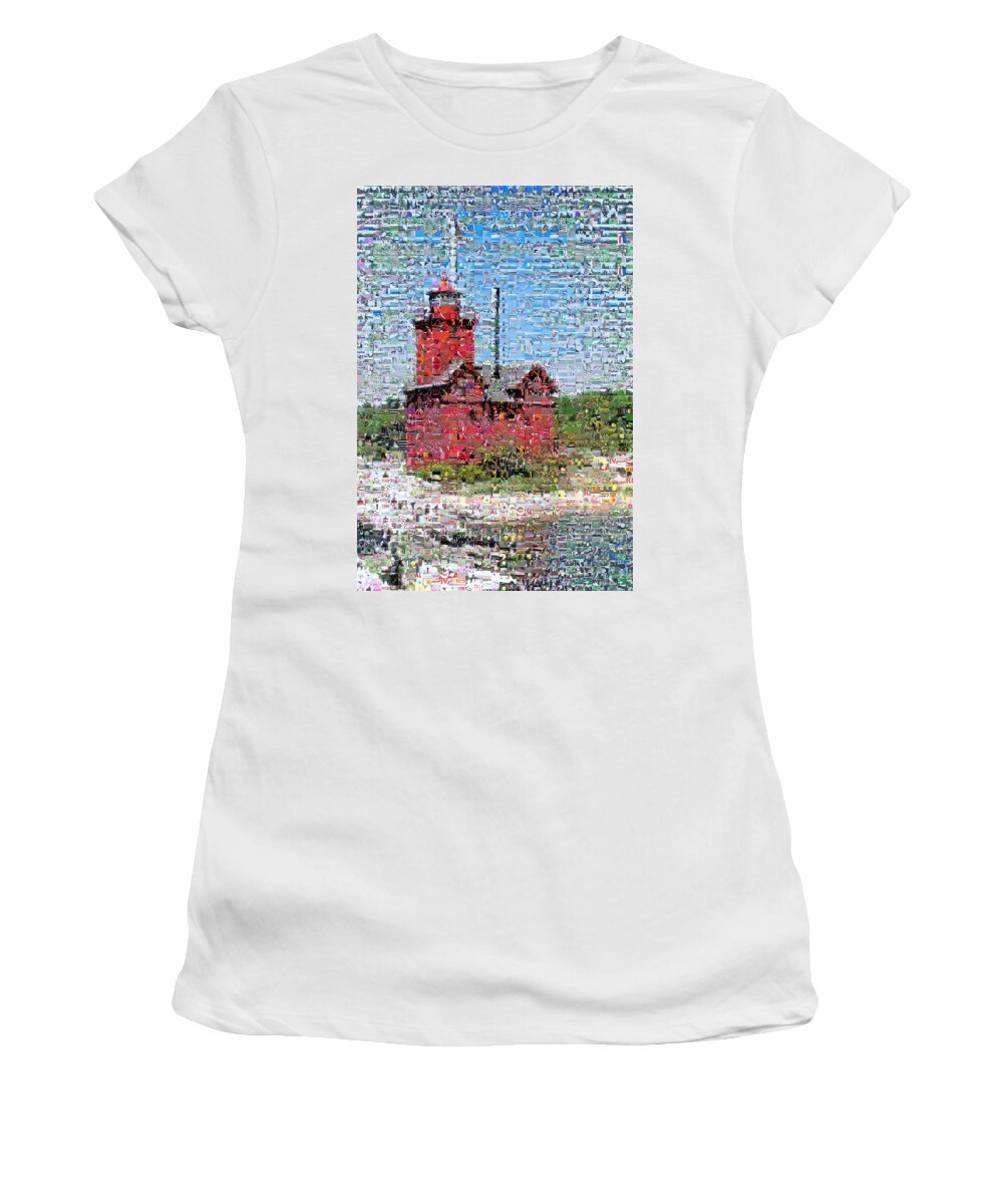 Lighthouse Women's T-Shirt featuring the photograph Big Red Photomosaic by Michelle Calkins
