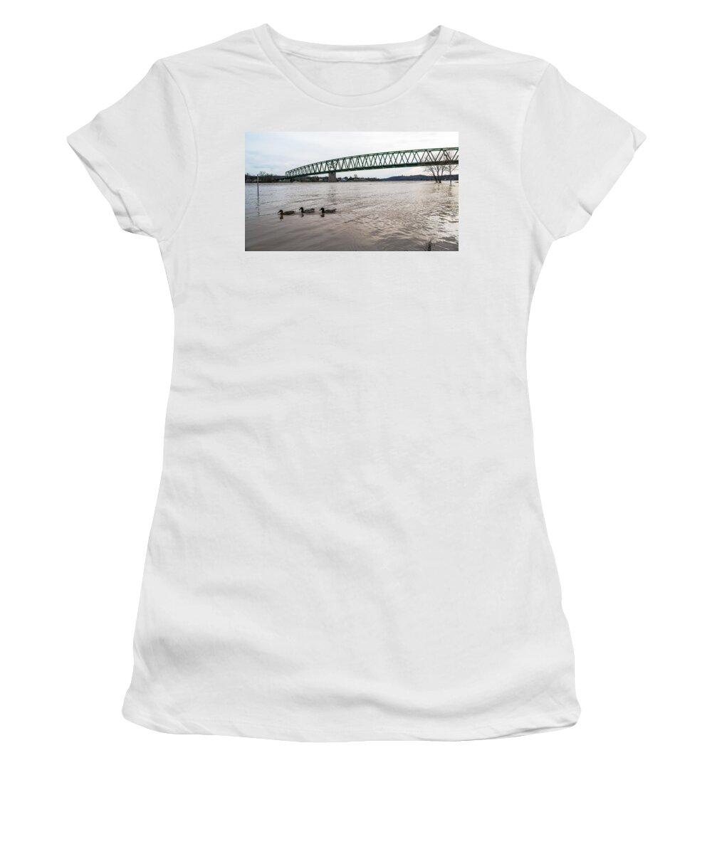 Jan Holden Women's T-Shirt featuring the photograph Bike Trail for the Ducks by Holden The Moment