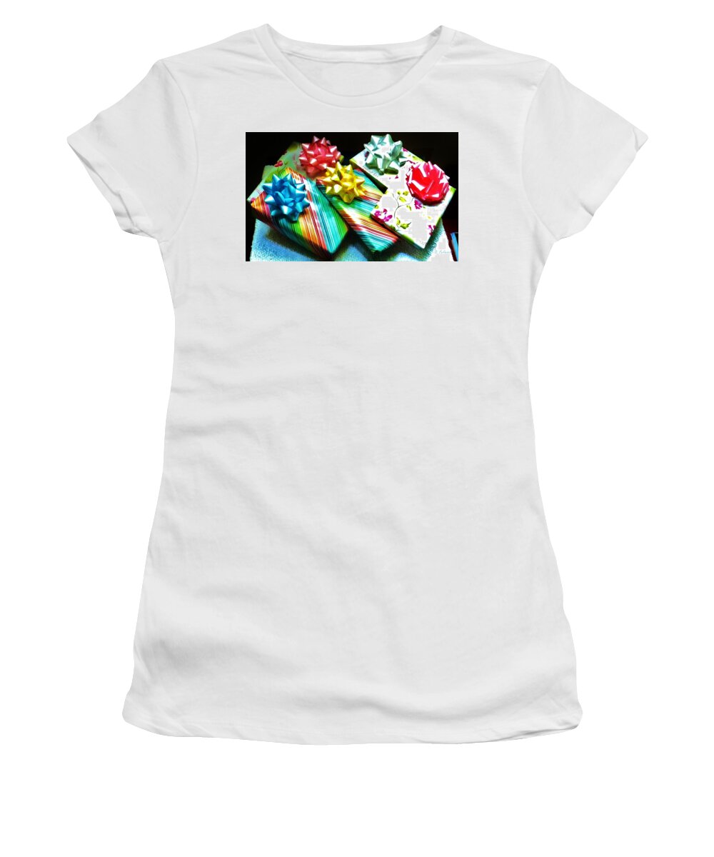 Gifts Women's T-Shirt featuring the photograph Birthday Presents by Denise F Fulmer