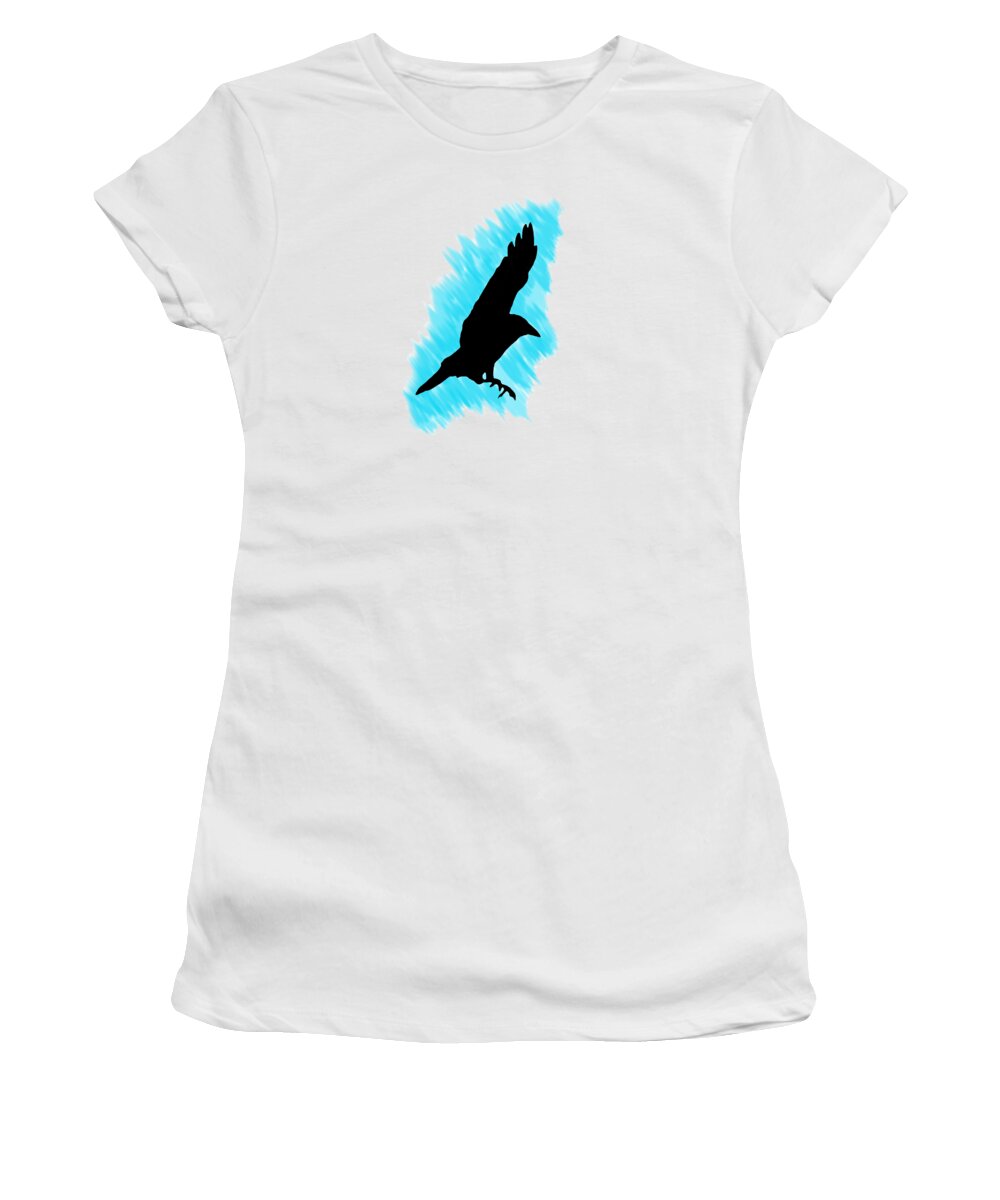 Crow Women's T-Shirt featuring the digital art Black And Blue by Linsey Williams