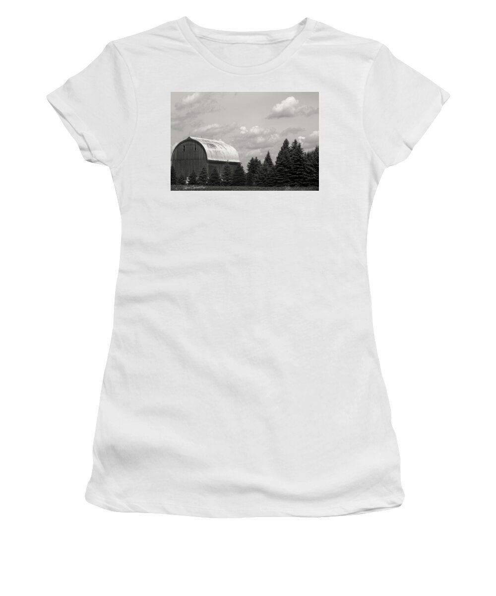 Black And White Barn Photographs Women's T-Shirt featuring the photograph Black and White Barn by Joann Copeland-Paul