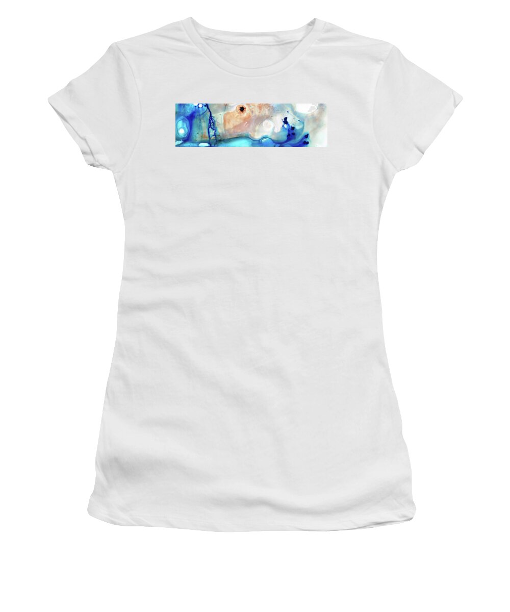 Abstract Art Women's T-Shirt featuring the painting Blue Abstract Art - The Long Wave - Sharon Cummings by Sharon Cummings