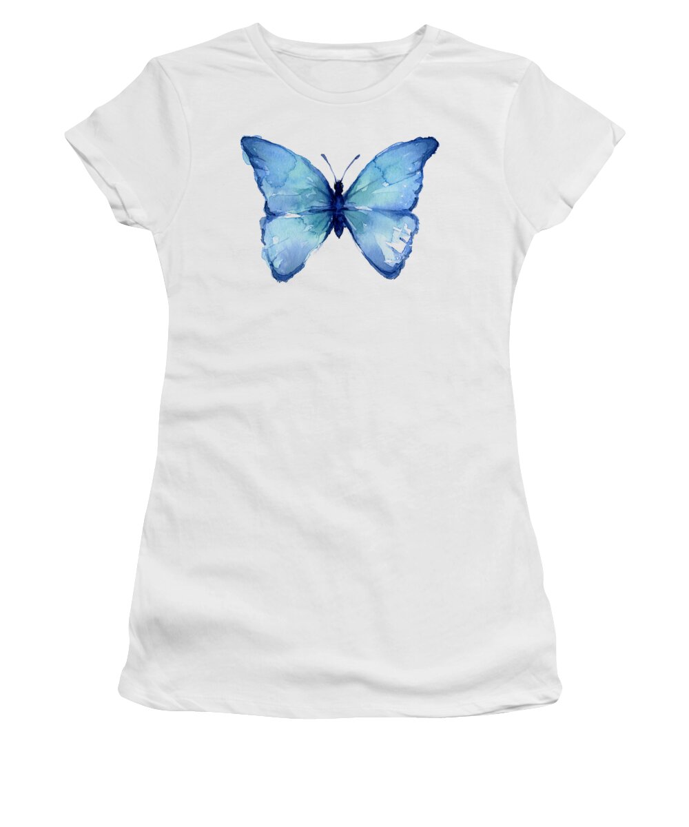Blue Butterfly Watercolor Women's T-Shirt by Olga Shvartsur - Fine Art  America