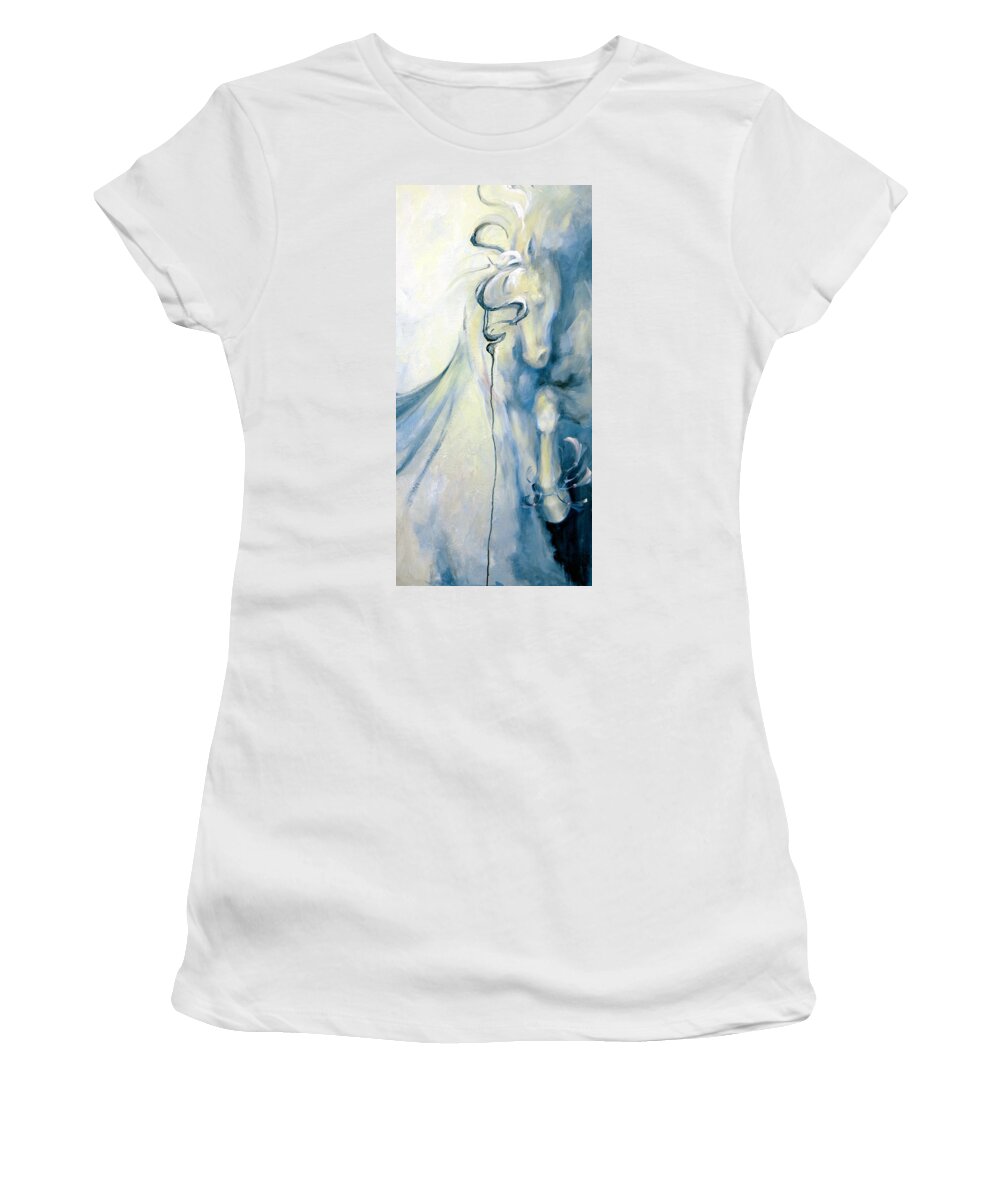 Horse Women's T-Shirt featuring the painting Blue Circus Pony 2 by Dina Dargo