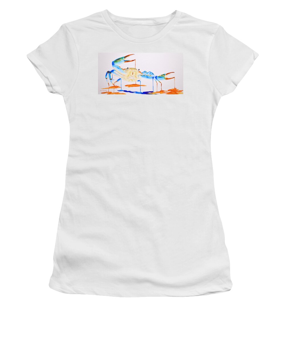 Blue Women's T-Shirt featuring the painting Blue Crab by Ken Figurski