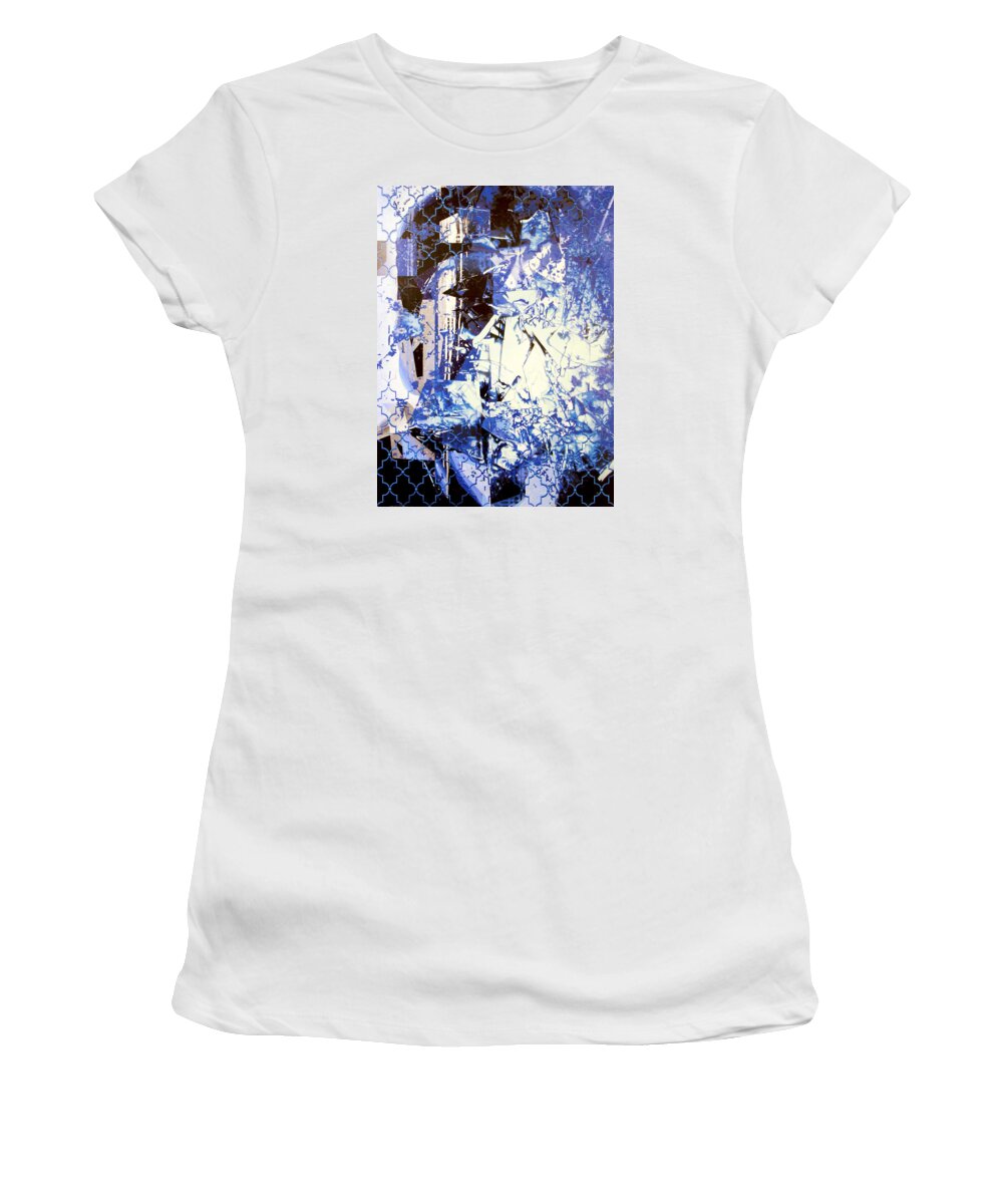 Pop Art Women's T-Shirt featuring the painting Blue Discussion by Bobby Zeik