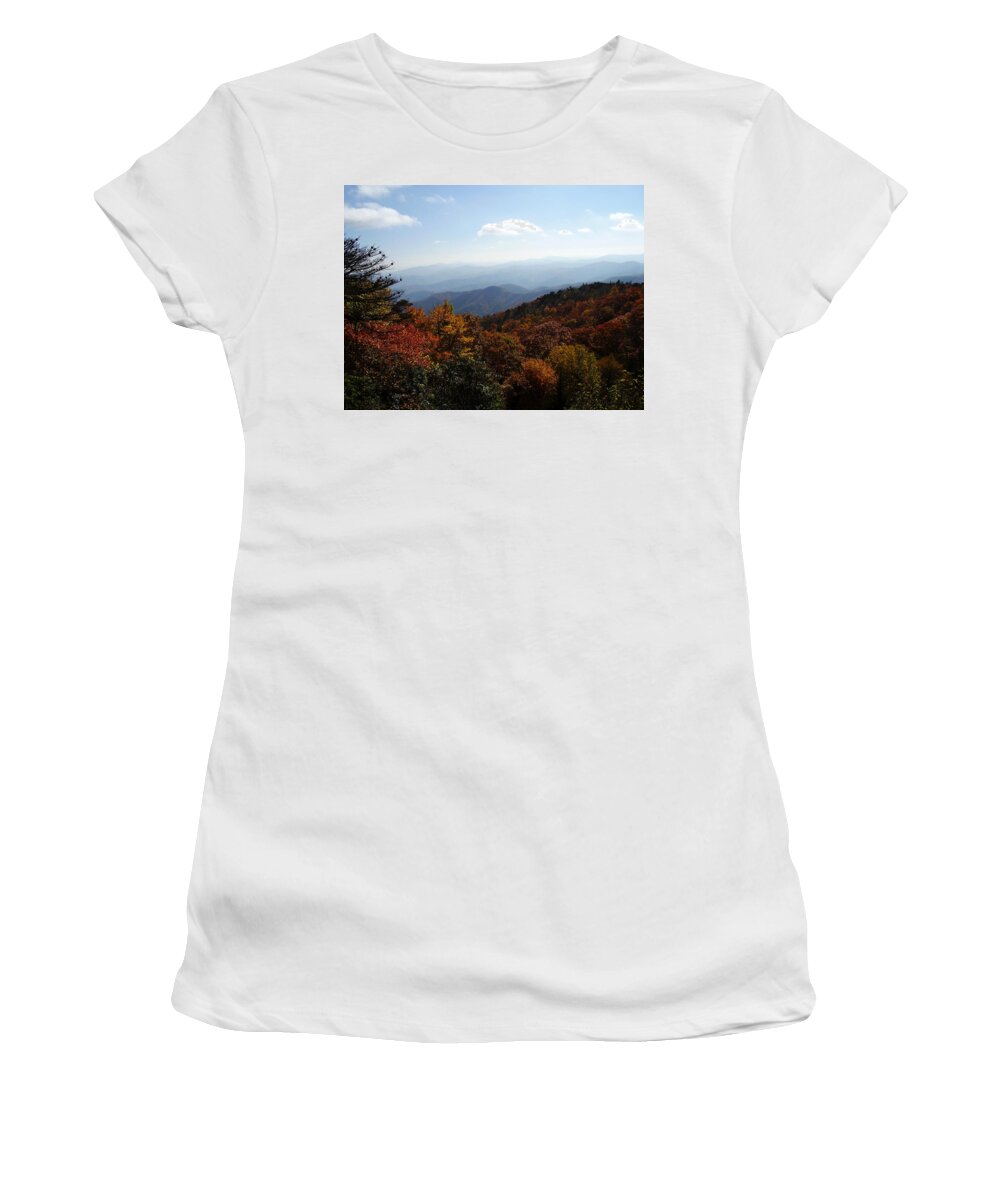 Blue Ridge Mountains Women's T-Shirt featuring the photograph Blue Ridge Mountains by Flavia Westerwelle