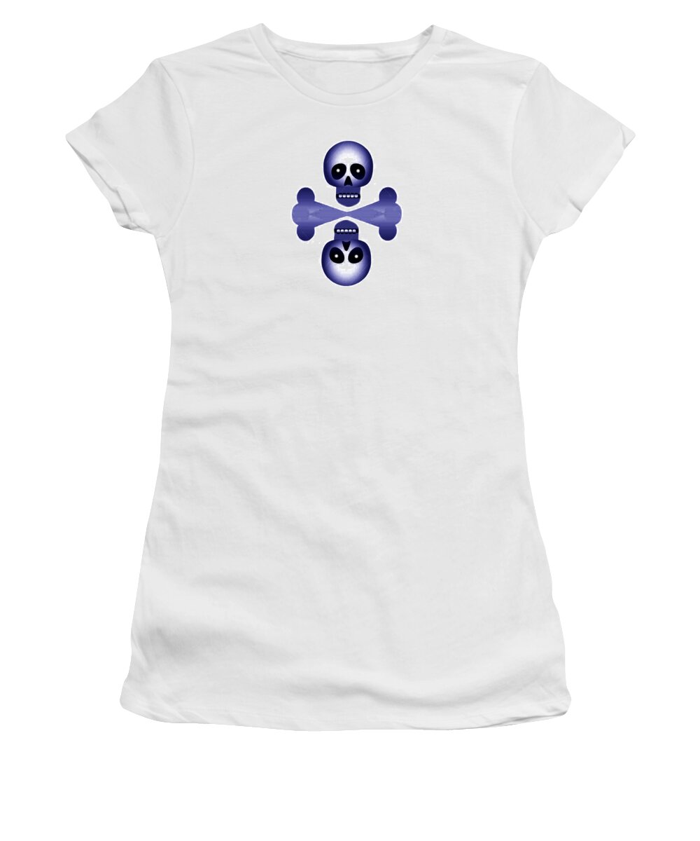 Blue Skulls Women's T-Shirt featuring the digital art Blue Skulls by Xueyin Chen