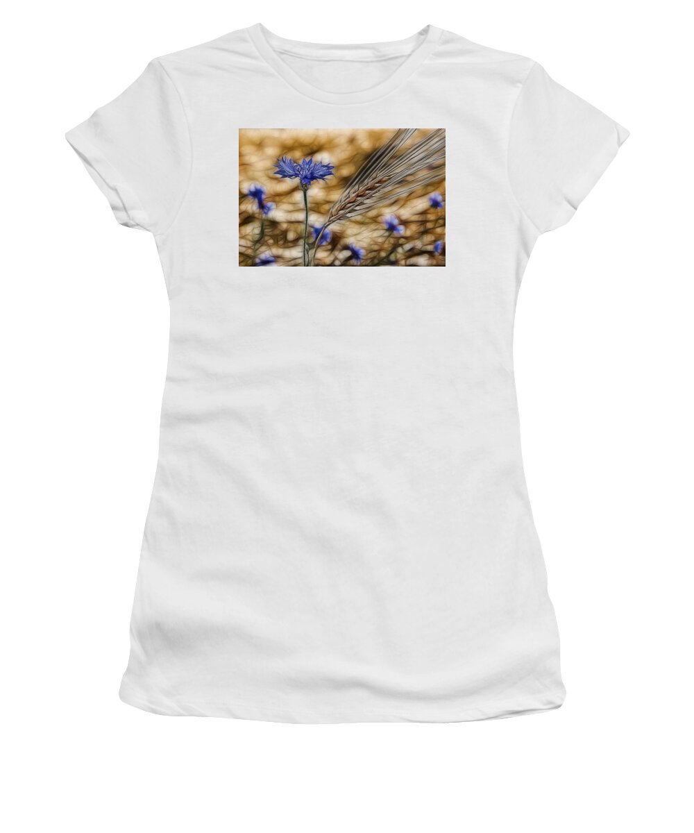 Cornfield Women's T-Shirt featuring the photograph Blue Stars by Joachim G Pinkawa