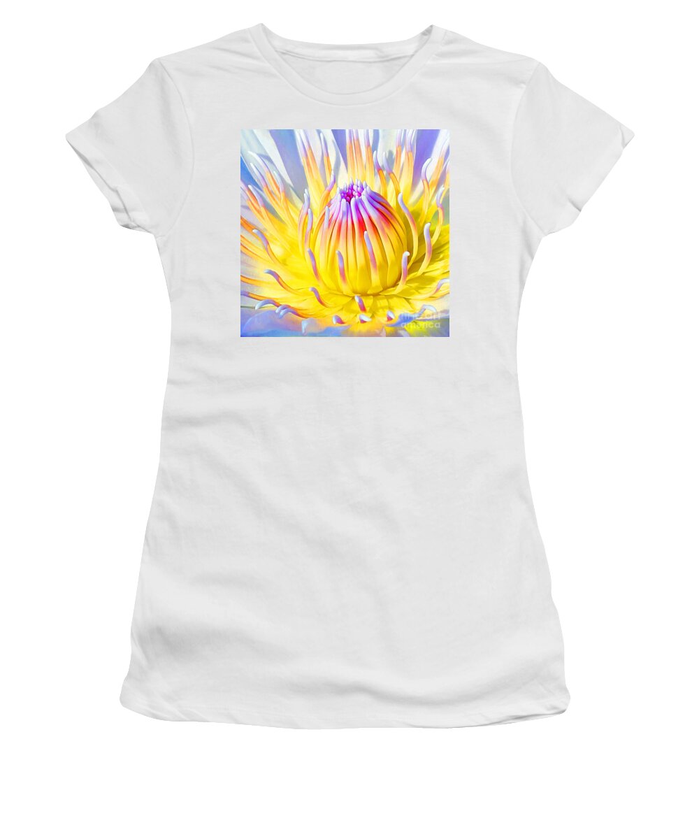  Blue Lotuses Women's T-Shirt featuring the photograph Blue Yellow Lily by Jennifer Robin