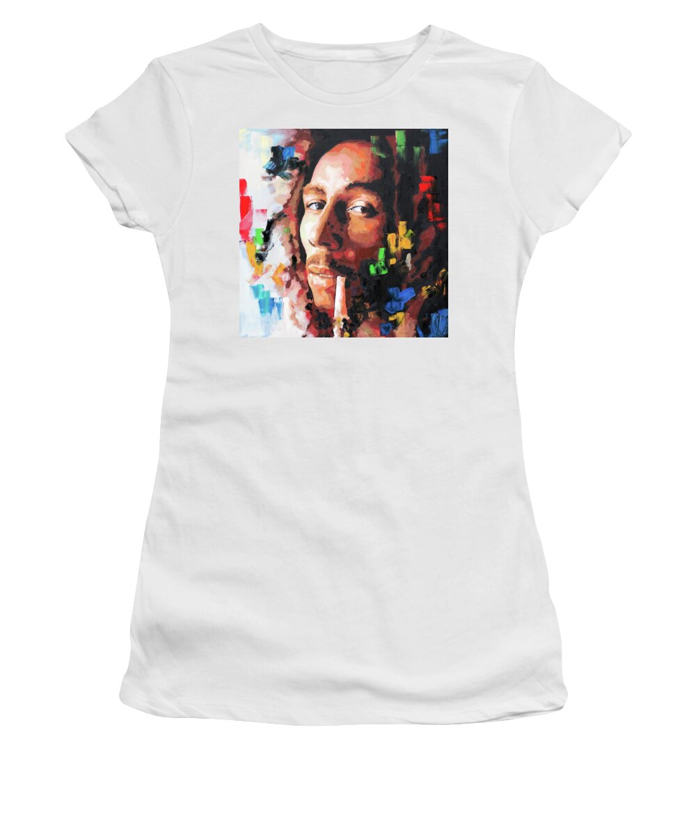 Bob Marley Women's T-Shirt featuring the painting Bob Marly III by Richard Day