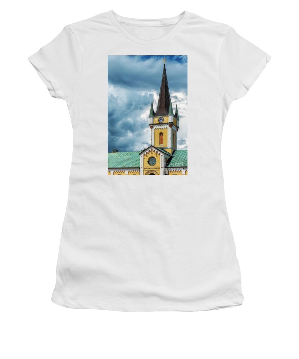 Old Women's T-Shirt featuring the photograph Borgholm Church Steeple by Antony McAulay