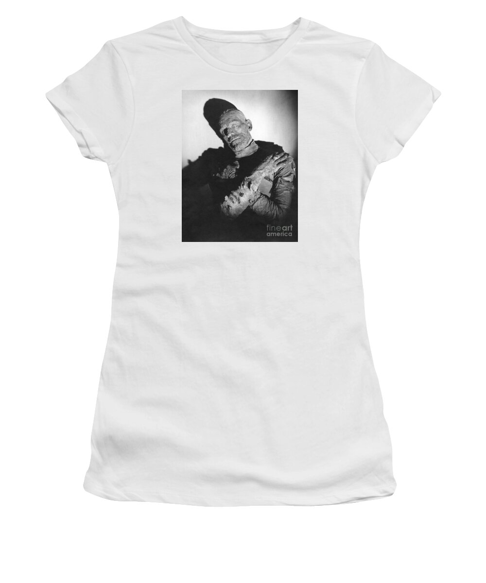 Boris Karloff Women's T-Shirt featuring the photograph Boris Karloff The Mummy by Vintage Collectables