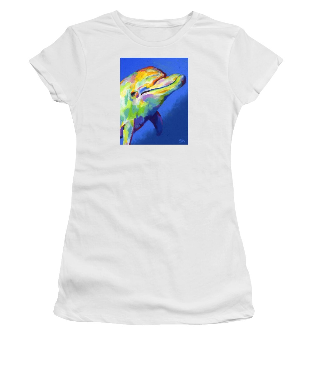 Dolphin Women's T-Shirt featuring the painting Born To Live Free by Stephen Anderson