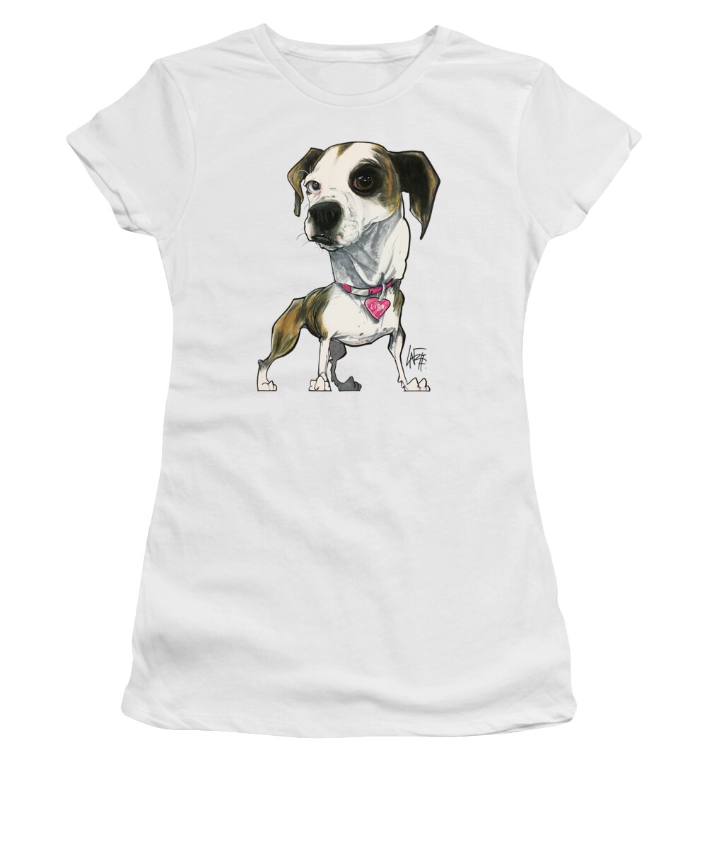 Bosco Women's T-Shirt featuring the drawing Bosco 7-1502 LIBBY by Canine Caricatures By John LaFree