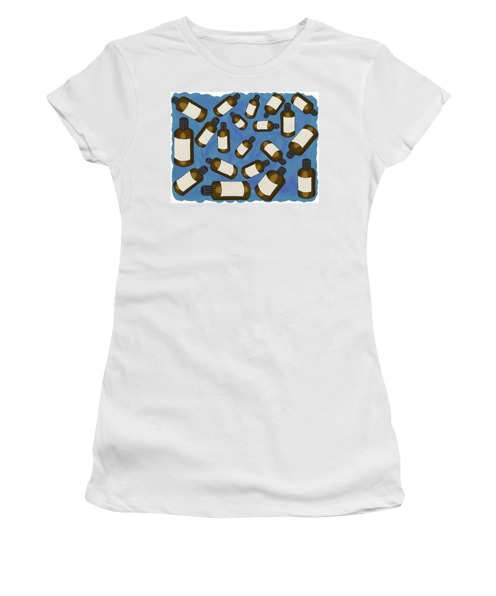 Essential Women's T-Shirt featuring the painting Bottles by Prince Andre Faubert