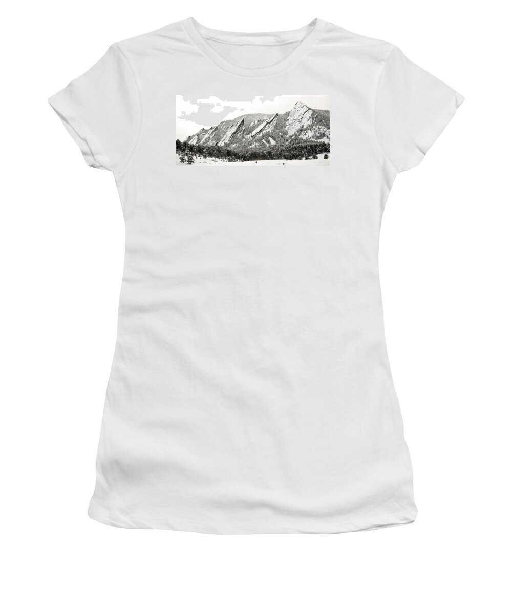 Boulder Women's T-Shirt featuring the photograph Boulder Flatirons Colorado 1 by Marilyn Hunt