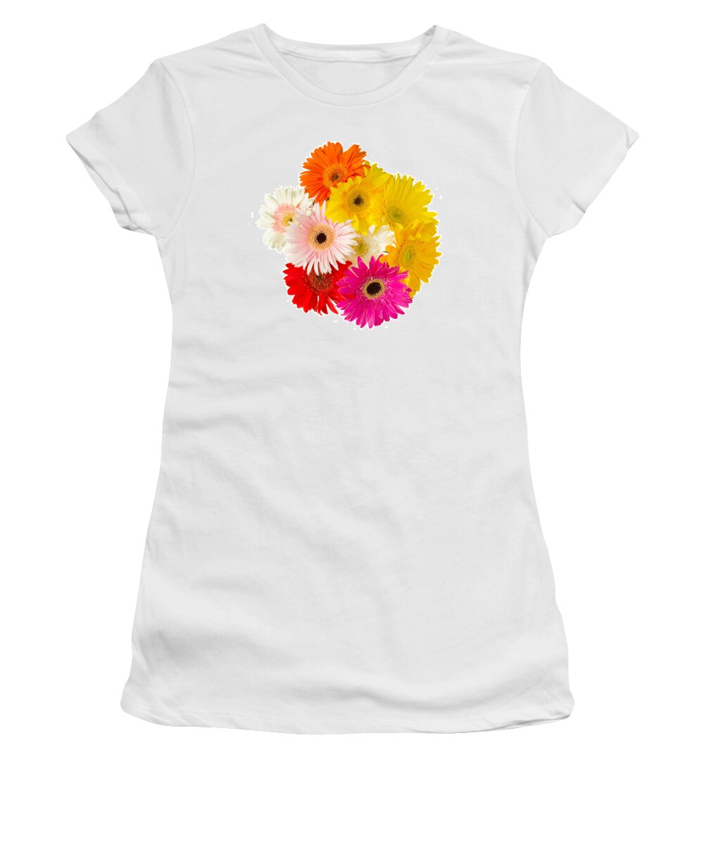 Herbera Women's T-Shirt featuring the photograph Bouquet of Gerbera Flowers by Anastasy Yarmolovich