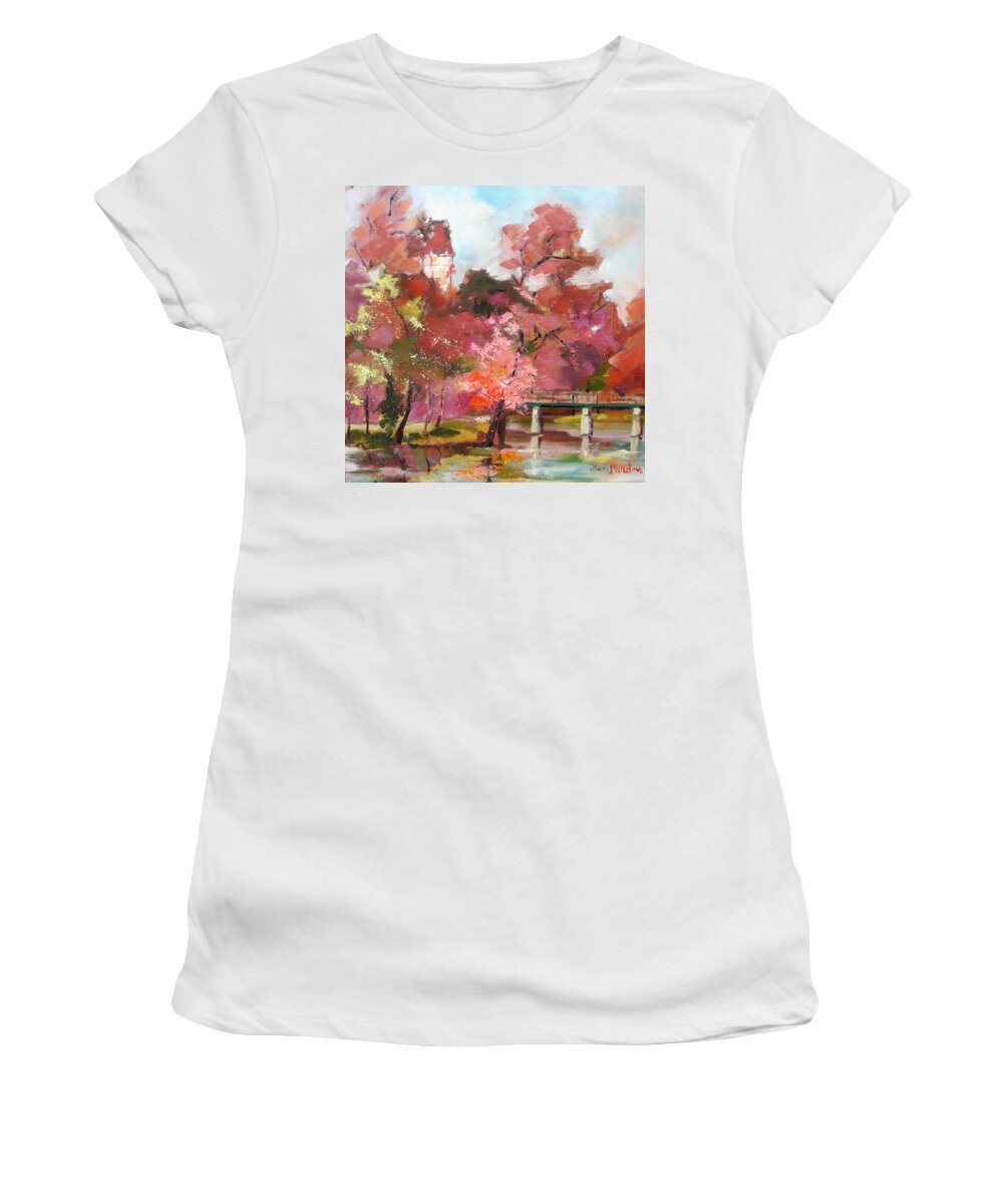  Women's T-Shirt featuring the painting Bourg - Charente by Kim PARDON