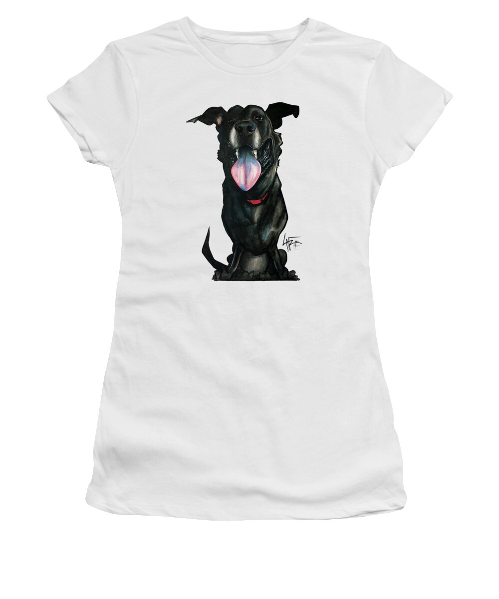 Pet Portrait Women's T-Shirt featuring the drawing Bowie 3374 2 by Canine Caricatures By John LaFree